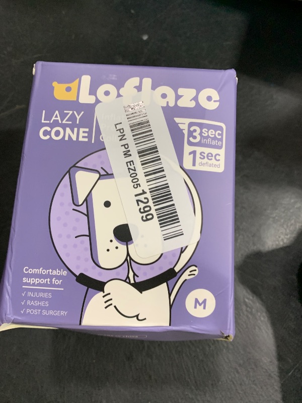 Photo 1 of Loflaze Inflatable Dog Cone Collar - Dog Neck Donut Cone Collar Alternative After Surgery - Soft Cone for Large Medium Small Dogs Cats - Alternative Recovery E Collar (Blue, M)