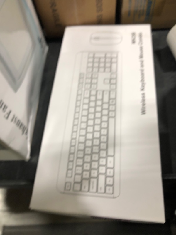 Photo 1 of Wireless Keyboard and Mouse Combo, Full Size Silent Ergonomic Keyboard and Mouse, Long Battery Life, Optical Mouse, 2.4G Lag-Free Cordless Mice Keyboard for Computer, Mac, Laptop, PC, Windows(White)