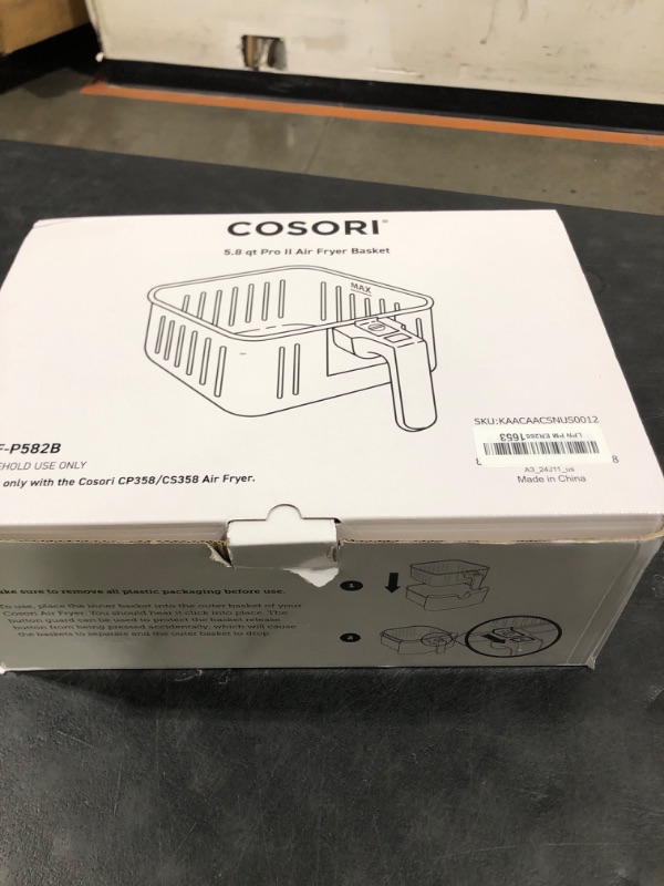Photo 1 of COSORI Air Fryer Accessories, Replacement 5.8QT Original Basket For COSORI CP358-AF, CS358-AF Air Fryers, Non-Stick, Dishwasher-Safe, CAF-P582B