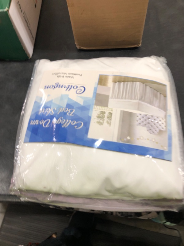 Photo 1 of Cottingon Dorm Bed Skirt Twin XL 32" with Split Corners, 100% Microfiber Soft and Stylish, College Room Essential, Extra Long Dust Ruffle for Extended Beds, White