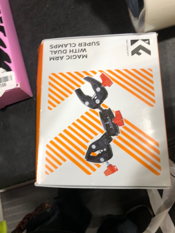 Photo 1 of K&F Concept Double Super Clamp Mount, Camera Clamp Mount with 1/4" Threads Metal Clamp for Chair, Pole, Tripod, Desk, Photography Reflector, Flag, Umbrella, Motorcycle Mount