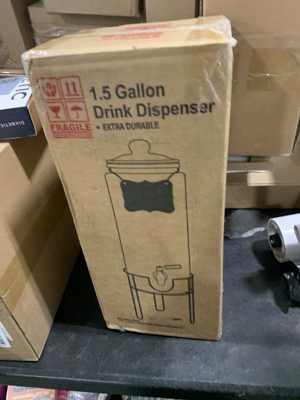 Photo 1 of 1.5 Gallon Drink dispenser, Glass Beverage Dispenser With Stand, Drink Dispensers for Parties With Stainless Steel Spigot + Marker & Chalkboard 100% Leakproof. Perfect For Parties And Daily Use
