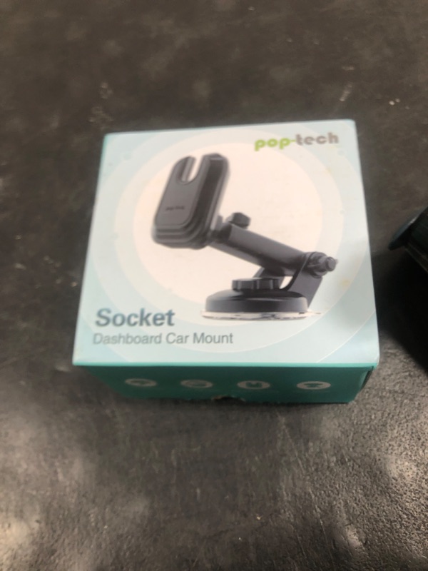 Photo 1 of pop-tech Socket Phone Dashboard Mount: Suction Cup Cell Phone Holder fits Dash Windshield Window - Black Universal Car Automobile Cradle for iPhone 16 Samsung Smartphone (Socket Grip Not Included)