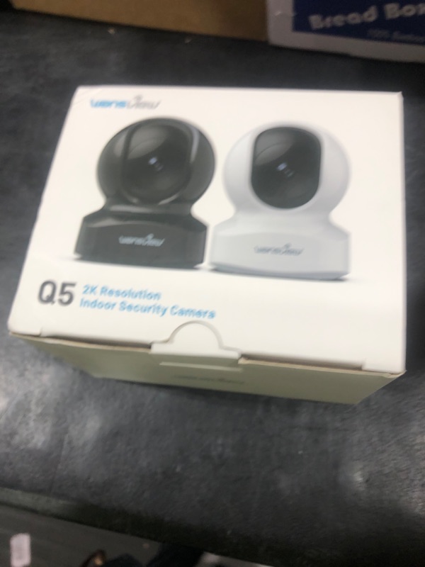 Photo 1 of Wansview Security Camera Indoor, 360 Degree WiFi Home Security Cameras for Pet/Dog/Nanny, 2 Way Audio Night Vision, Works with Alexa, with TF Card Slot and Cloud, 2.4Ghz, Q5 (Black, 3MP)