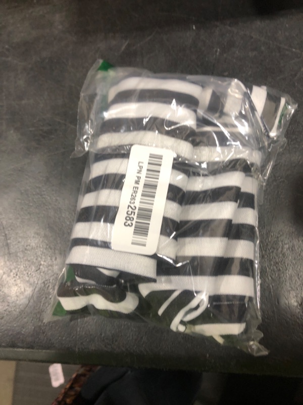 Photo 1 of 2 Pack Boxwood Wreath Sash Garland for Front Door Porch Decor (Black and White Stripe)