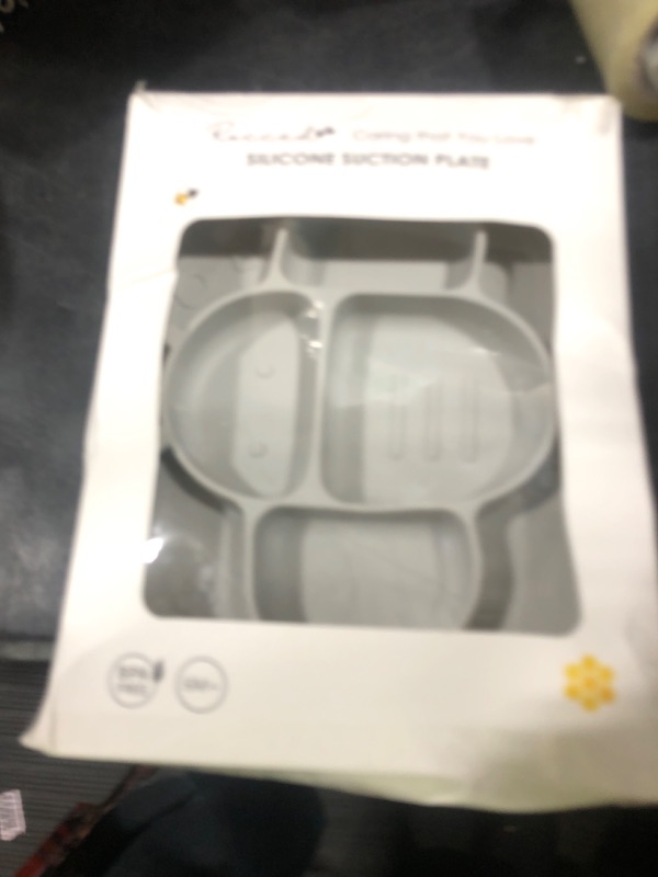 Photo 1 of ROCCED Suction Plates for Baby Placemat Spoon Fork Set for Toddlers, Silicone Baby Plates with Suction Baby Dishes for Kids Plates-grey