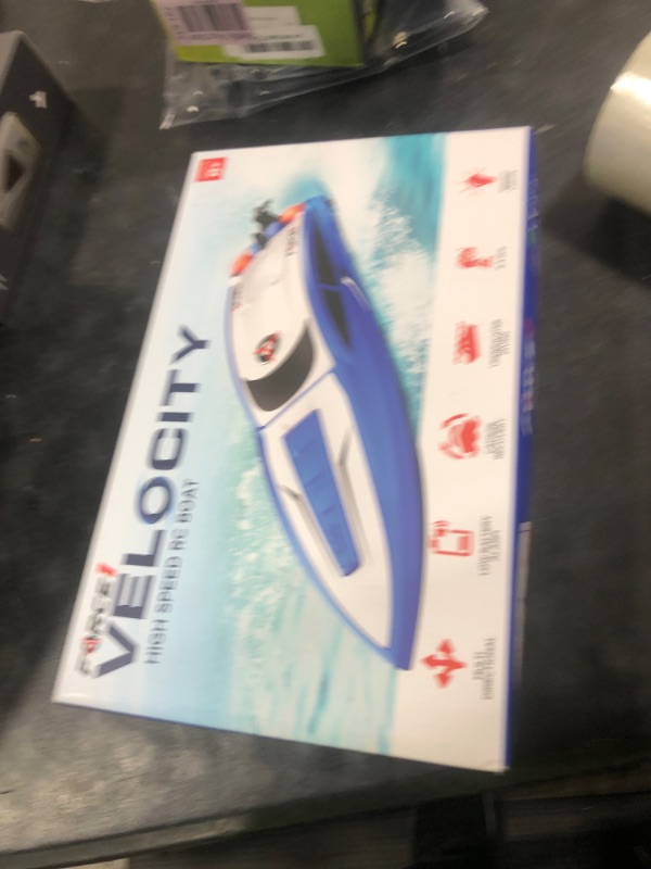 Photo 1 of Force1 Velocity Blue Fast RC Boat- Remote Control Boats for Adults and Kids, Underwater Speed Racing Mini RC Boats for Pools and Lakes, 2.4GHZ Transmitter, 2 Rechargeable Batteries, Low Battery Alert