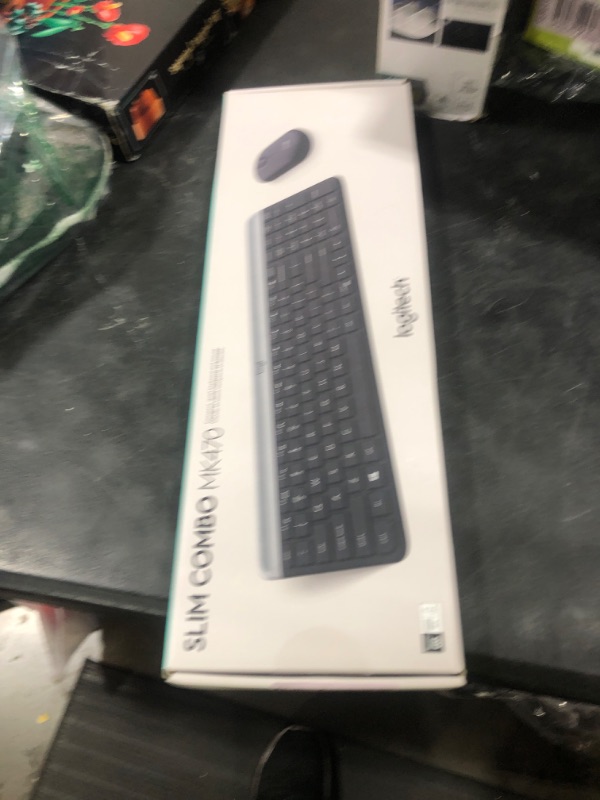 Photo 1 of Logitech MK470 Slim Wireless Keyboard and Mouse Combo - Modern Compact Layout, Ultra Quiet, 2.4 GHz USB Receiver, Plug n' Play Connectivity, Compatible with Windows - Graphite