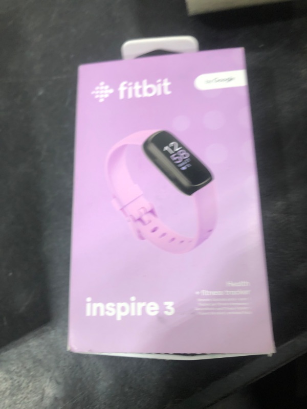 Photo 1 of Fitbit Inspire 3 Health &-Fitness-Tracker with Stress Management, Workout Intensity, Sleep Tracking, 24/7 Heart Rate and more, Lilac Bliss/Black, One Size (S & L Bands Included)