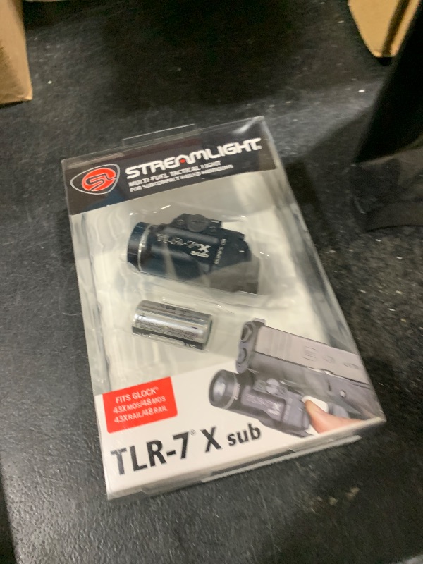 Photo 1 of Streamlight 69400 TLR-7 X sub 500-Lumen Tactical Weapon Light Designed Exclusively and Solely for Railed Glock 43X Mos/48 Mos/43X Rail/48 Rail subcompact Handguns with Mounting Kit and Keys, Black