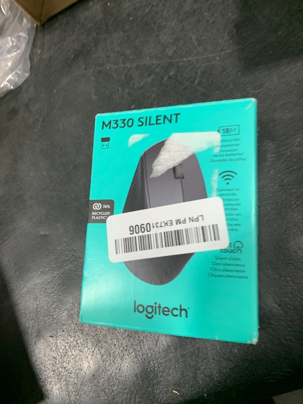 Photo 1 of Logitech M330 SILENT Wireless Mouse, 2.4GHz with USB Receiver, Optical Tracking, Quiet & Lightweight, Long Battery Life, for PC, Mac, Laptop, Chromebook - Black