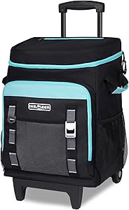 Photo 1 of INSMEER Cooler with Wheels and Handle, 80 Cans/50L Rolling Cooler, Portable Soft Sided Coolers with Wheel, 2-in-1 Collapsible Cooler Trolley Cart, Large Coolers for Grocery Shopping