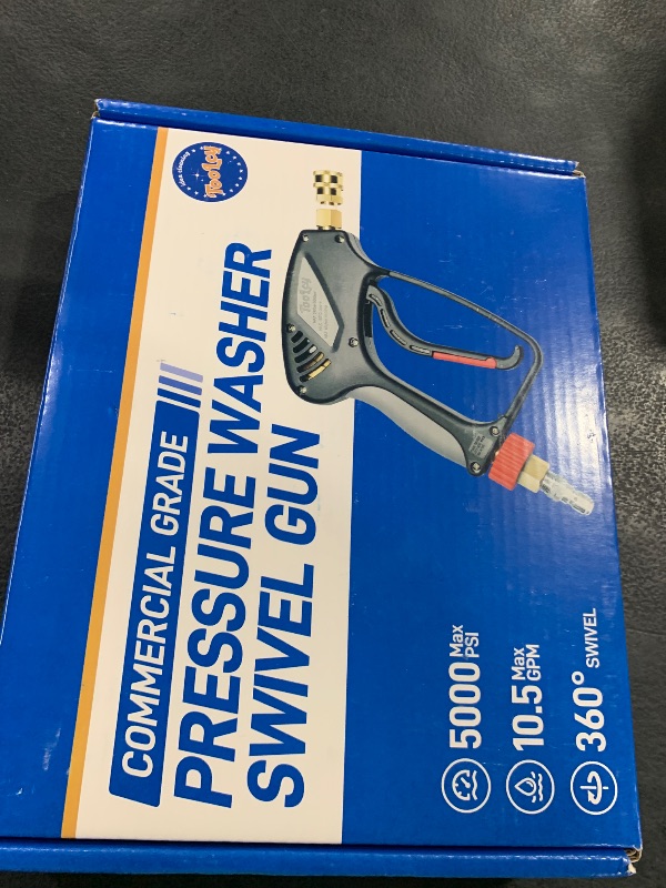 Photo 1 of TOOLCY Pressure Washer Short Gun, Commercial 5000 PSI / 10.5 GPM with Nozzle Tips, 3/8" Swivel USA-NPT Thread x Quick Socket, Sturdy Design for Gas Power Washer