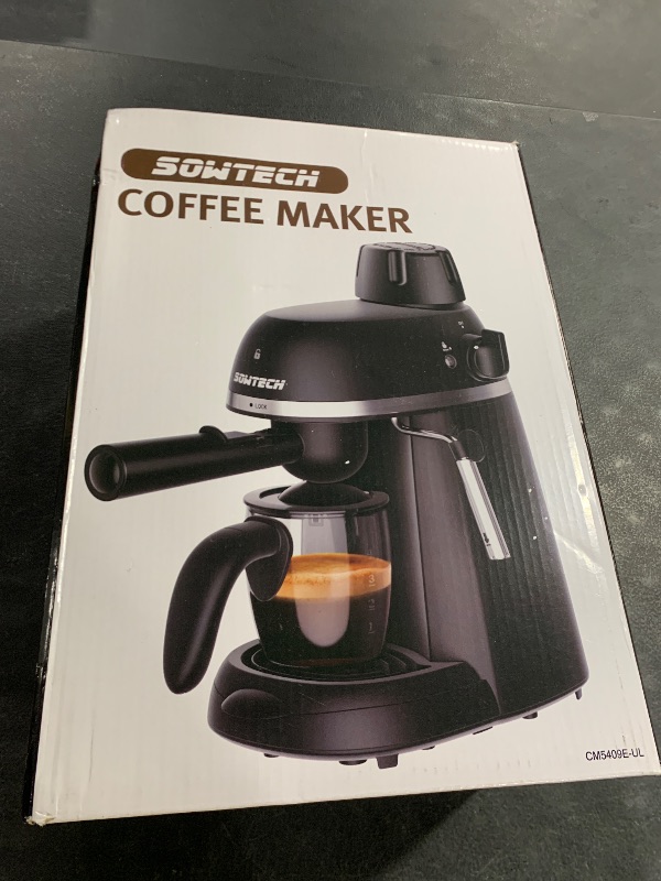 Photo 1 of SOWTECH Coffee Machine, 3.5 Bar Espresso Cappuccino Machine with Milk Frother, 1-4 Cup Portable Coffee Maker for Latte, Cappuccino, 800W, Black
