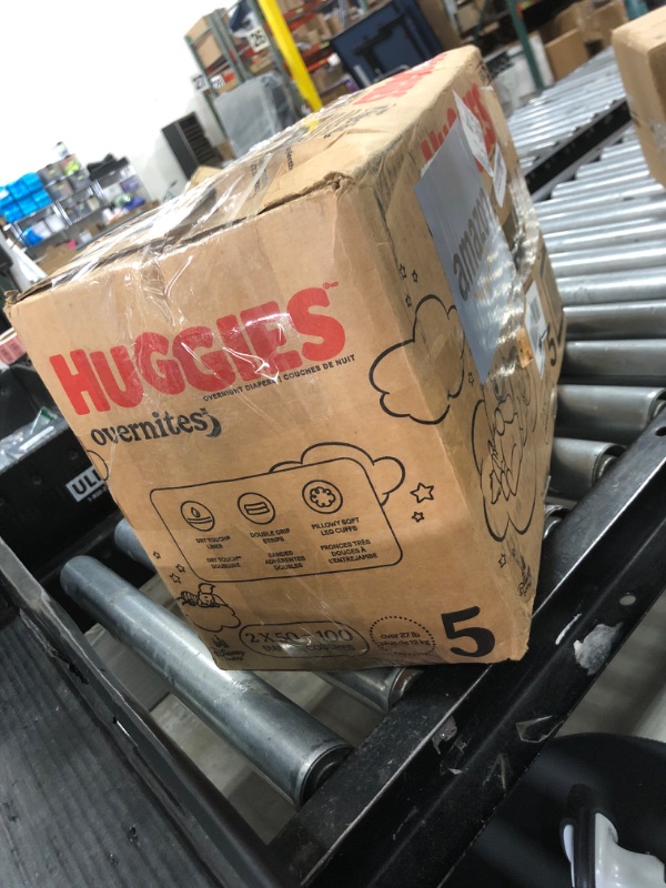 Photo 1 of Huggies Size 5 Overnites Baby Diapers: Overnight Diapers, Size 5 (27+ lbs), 100 Ct (2 Packs of 50), Packaging May Vary