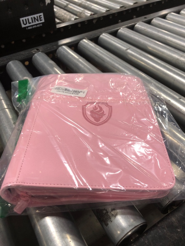 Photo 1 of Fabmaker Premium 4 Pocket Zip Card Binder, Trading Card Binder for 320 Cards, Portable PU Card Collection Binder, Collector Card Album Folder for MTG, TCG, Sports Cards, Game Cards (Pink)
