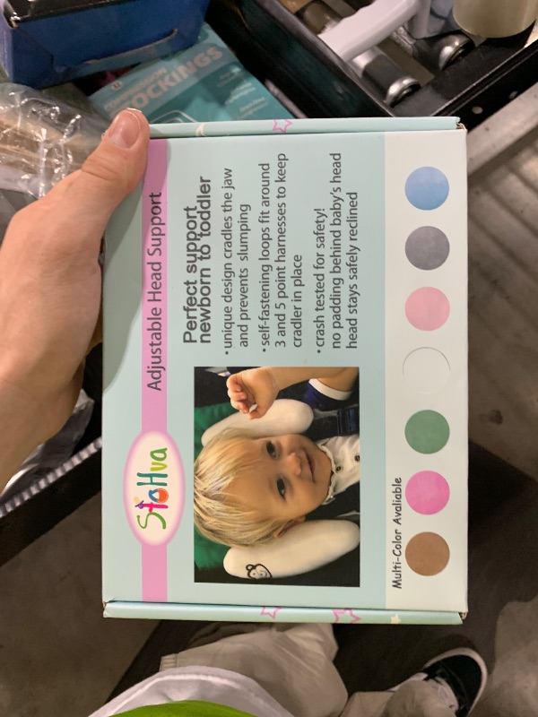 Photo 1 of Adjustable Travel Pillow for Toddler, Portable Head Support for Car Seats for Newborn, Banana Stroller Headrest Pillow for Baby, Headrest Head Protection Pillow, Pink