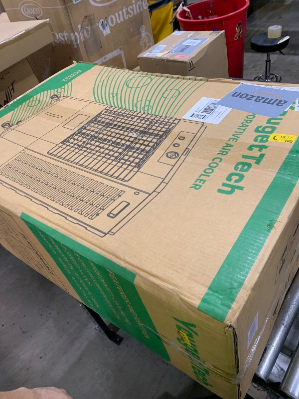 Photo 1 of 37" Evaporative Air Cooler 3000 CFM, 8 Gal Water Tank, 3 Speeds, Oscillating Cools up to 720 Sq. ft, Portable Industrial Swamp Water Cooler for Outdoor Commercial Factory - Gray