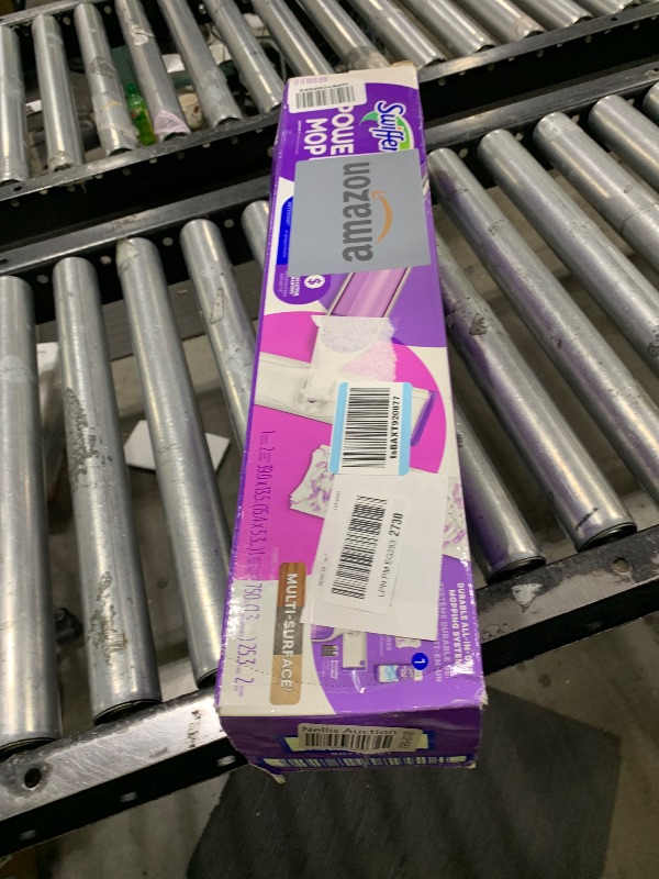 Photo 1 of Swiffer PowerMop Multi-Surface Mop Kit for Floor Cleaning, Includes PowerMop, 2 Mopping Pad Refills, 1 Cleaning Solution with Fresh Scent and 2 Batteries