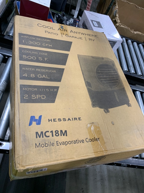 Photo 1 of Portable Swamp Coolers - 1300 CFM MC18M Evaporative Air Cooler with 2-Speed Fan, 53.4 dB - 500 sq. ft. Coverage Evaporative Air Cooler Portable High Velocity Outdoor Cooling Fan by Hessaire - White