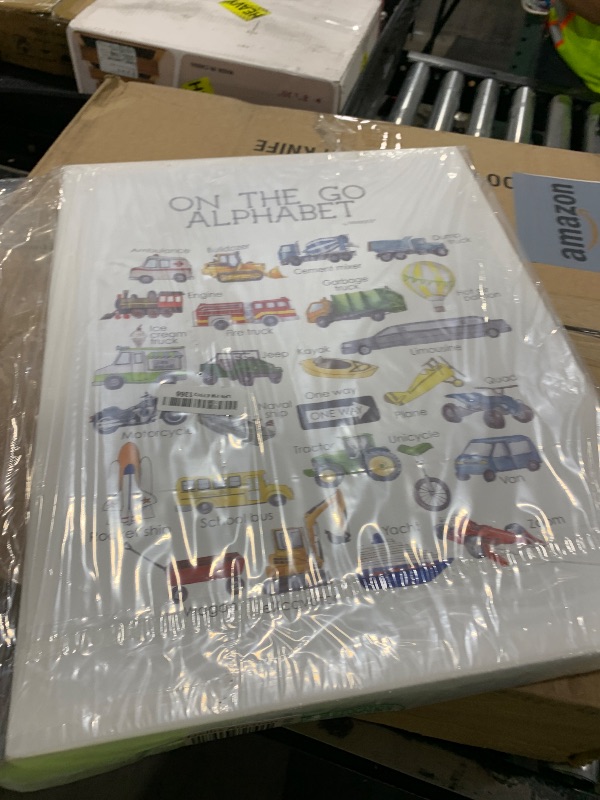 Photo 1 of Stupell Industries On The Go Transportation Alphabet, Designed by Dishique, 16 x 20, Canvas Wall Art