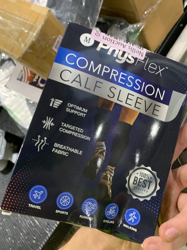 Photo 1 of Calf Compression Sleeves for Men and Women - (1 Pair) Footless Compression Socks Support for Varicose Veins, Nursing, Pregnancy, Running - PhysFlex Leg Sleeve Brace for Shin Splints, Pain Relief and Reduces Swelling (Black, Medium)