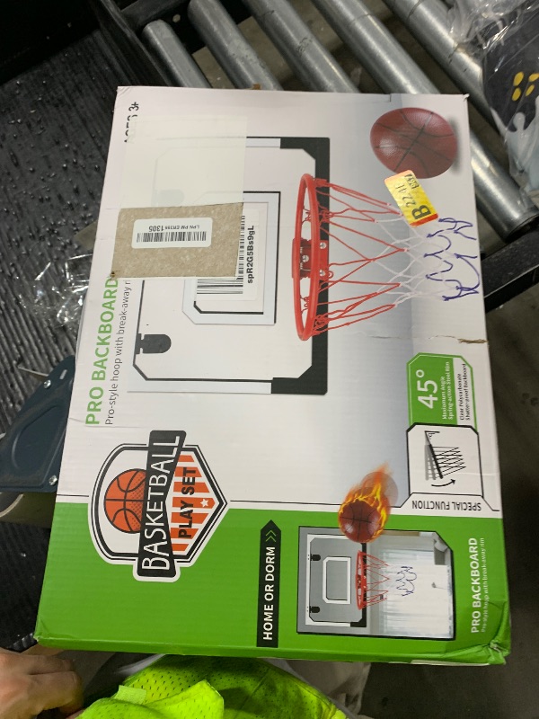 Photo 1 of Larger 17" x 12" Indoor Basketball Hoop with 9" Large Dunk Rim for Kids, Over The Door Basketball Hoop 4 Balls, Wall Mount Hoops for Yard Outdoor Shatterproof Backboard- Complete Accessories Included