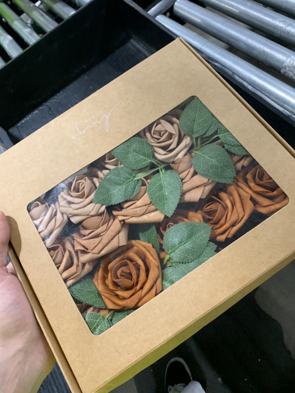 Photo 1 of Ling's Moment Artificial Flowers, 25Pcs 3" Roses in Walnut Brown Shades, Realistic DIY Foam Floral Decor for Wedding Bouquets/Centerpieces, Outdoor Party Backdrops, Room/Table, Garden/Pot Decorations