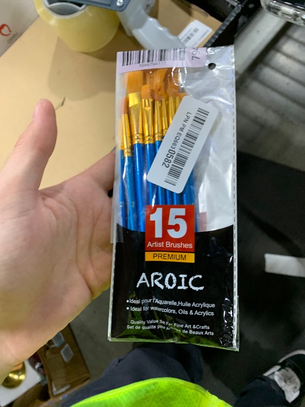 Photo 1 of AROIC Acrylic Paint Brush Set, 15 pcs Nylon Hair Paint Brushes for All Purpose Oil Watercolor Face Body Rock Painting Artist, Small Paint Brush Kits for Kids Adult Drawing