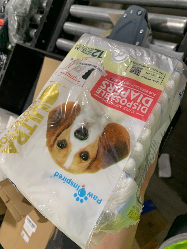 Photo 1 of Paw Inspired Disposable Dog Diapers | Female Dog Diapers Ultra Protection | Diapers for Dogs in Heat, Excitable Urination, or Incontinence (12 Count, Medium)