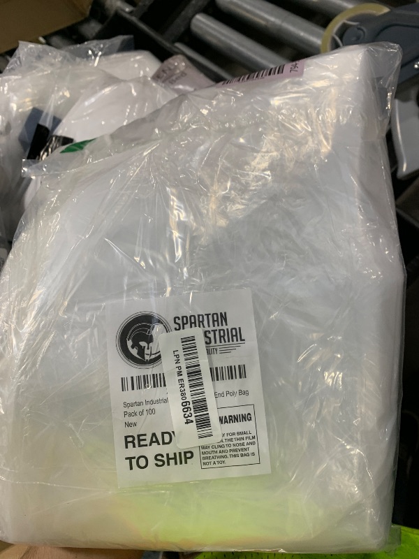 Photo 1 of Spartan Industrial - 18” X 24” (100 Count) 1.1 Mil Flat Open End Clear Plastic Poly Bags - For Proofing Bread Dough, Packaging Clothes, Shirts (Thin & Lightweight - Bags DO NOT Have Seal & Prints)