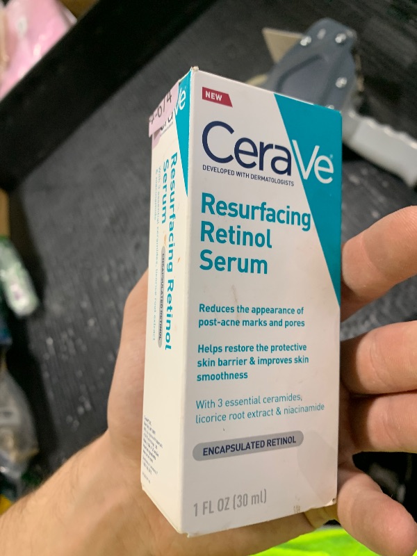 Photo 1 of CeraVe Resurfacing Retinol Serum For Post Acne Marks, Formulated With Licorice Root Extract & Niacinamide, Brightening Serum & Pore Minimizer For Face, Post Acne Skin Barrier Repair, Non-Comedogenic