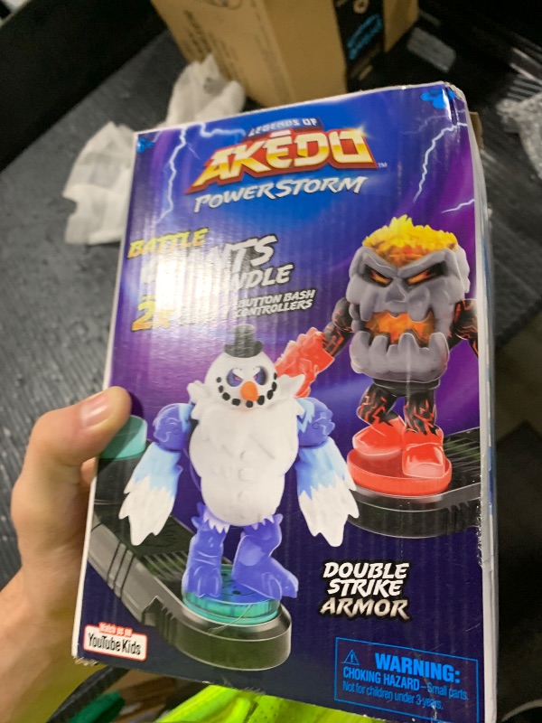 Photo 1 of Legends of Akedo Powerstorm Battle Giants Bundle 2 Battle Giants Battling Action Figures Volcrag Versus Shatterclaw with Double Strike Armor and 2 Button Bash Controllers in The one Pack,Multicolor