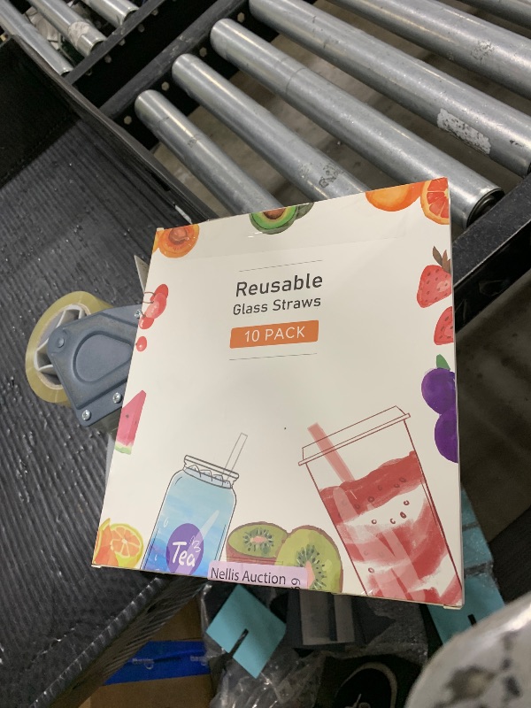 Photo 1 of 10 Pcs Reusable Bent Glass Drinking Straws,9''x10 mm Colorful Glass Straws for Beverages, Shakes, Milk Tea, Juices,Set of 10 Bent with 2 Cleaning Brushes -Shatter Resistant