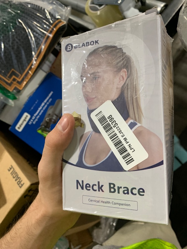 Photo 1 of Neck Brace for Sleeping - Cervical Collar Relief Neck Pain and Neck Support Soft Foam Wraps Keep Vertebrae Stable for Relief of Cervical Spine Pressure for Women & Men Blue Large Size