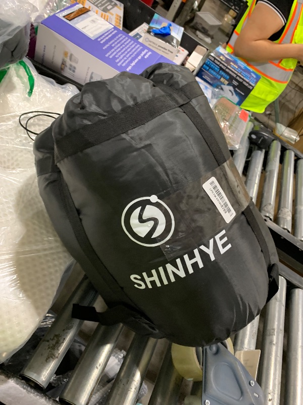Photo 1 of ShinHye 0 Degree Sleeping Bag for Adults - Cotton Flannel 4 Season Cold Weather Winter, XXL Big and Tall Camping Sleeping Bag with Compression Sack (Black, 90"×35" Right Zip)
