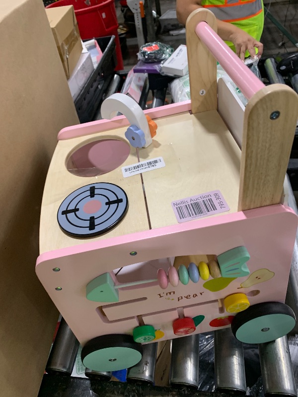 Photo 1 of Gigglegems Wooden Baby Walker 4-in-1 with Push Walker Toys, Play Kitchen Accessories, Toddlers Montessori Sensory Toys, Walking Toys for Baby Girls Boys Learning to Walk