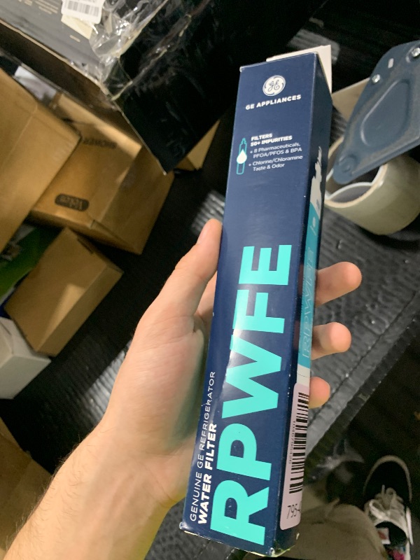 Photo 1 of GE RPWFE Refrigerator Water Filter, Genuine Replacement Filter, Certified to Reduce Lead, Sulfur, and 50+ Other Impurities, Replace Every 6 Months for Best Results, Pack of 1