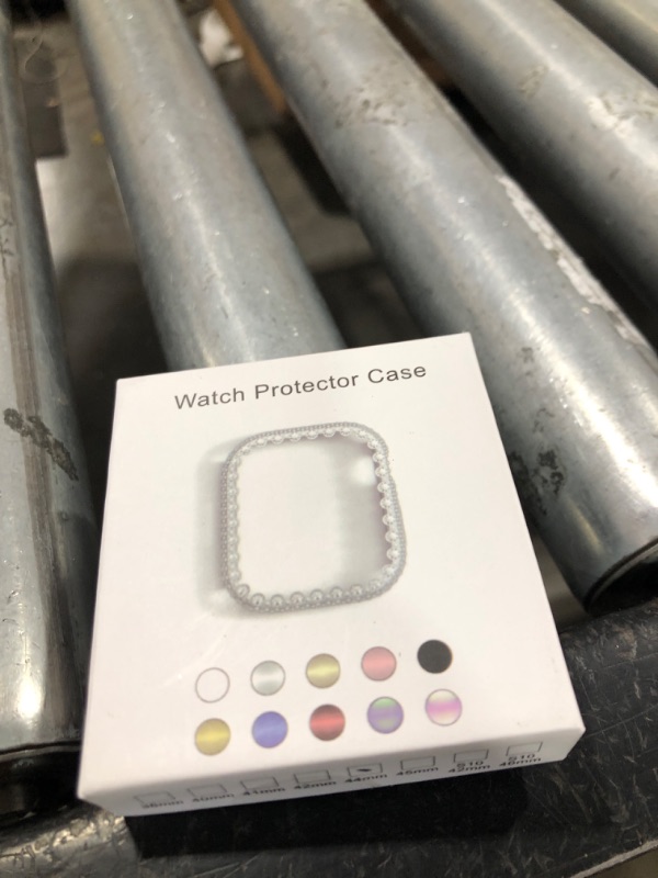Photo 1 of Bling Bumper Case Compatible with Apple Watch Series 6/5/4/SE/SE2 44mm, Diamond Protective Face Cover for Women, Hard PC Frame Protector for iWatch 44mm Silver
