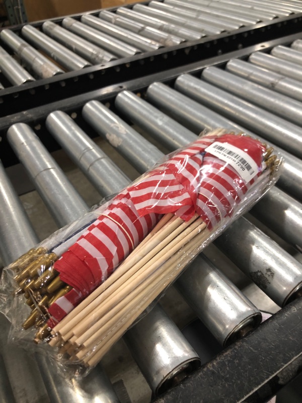 Photo 1 of 100 Pack Small American Flags on Stick, 4x6 Inch Small US Flags/American Flags for Outside, Mini Hand Held Stick Flags with Kid-Safe Spear Top, Memorial Day, Independence Day Decor,Patriotic Decorations