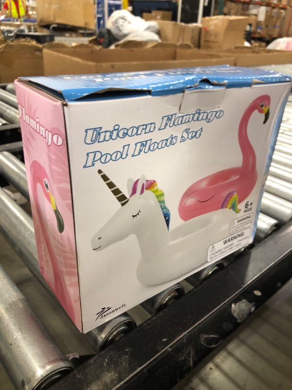 Photo 1 of Inflatable Unicorn Flamingo Pool Floats - Jasonwell 2 Pack Pool Floaties Inflatables Rafts for Swimming Pool Tubes for Floating Lake Beach Floaty Swim Rings Pool Party Toys for Adults Kids