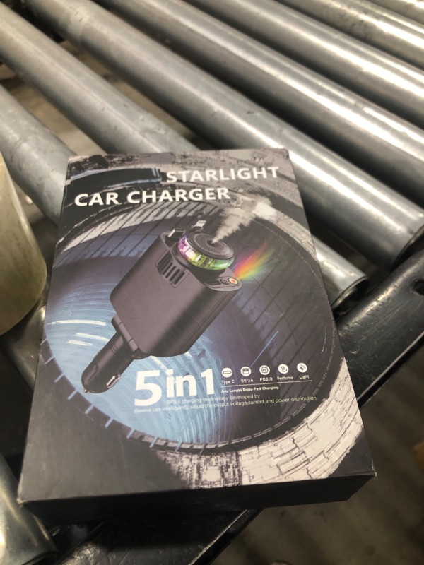 Photo 1 of Retractable Car Charger with Aromatherapy and Starlight, 5 in 1 USB C Car Charger Adapter, 69W Fast Charging Cars Phone Chargers, Cars Air Freshener Compatible with iPhone 16 15 14 13 12 and Android