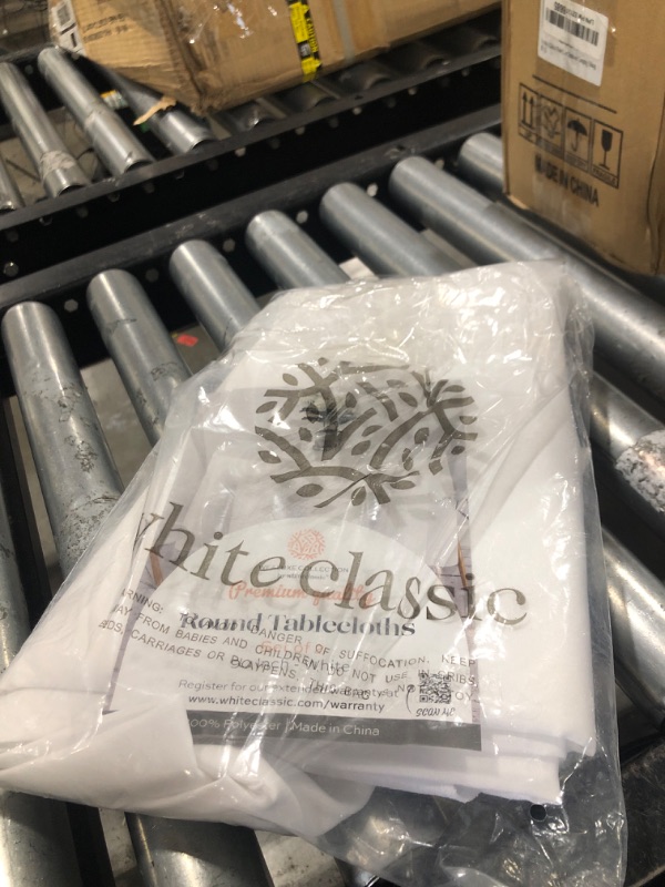 Photo 1 of [2 Pack] White Round Tablecloths 90 Inch [Perfect Size for 30-60 Inch Tables] 200 GSM Premium Quality Textured Washable Polyester Fabric 90" Table Cloth White