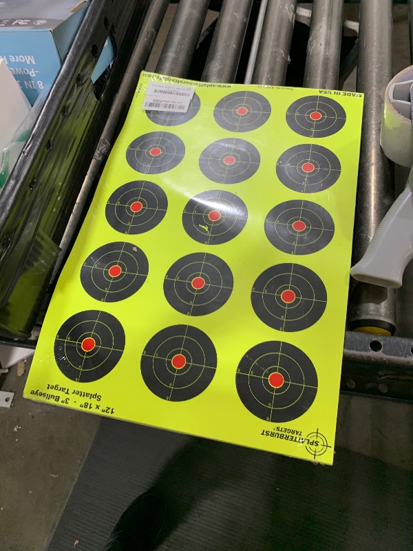 Photo 1 of Splatterburst Targets - 12 x12 inch (5) Bullseye Reactive Shooting Target - Shots Burst Bright Fluorescent Yellow Upon Impact - Gun - Rifle - Pistol - Airsoft - BB Gun - Air Rifle (25 Pack)
