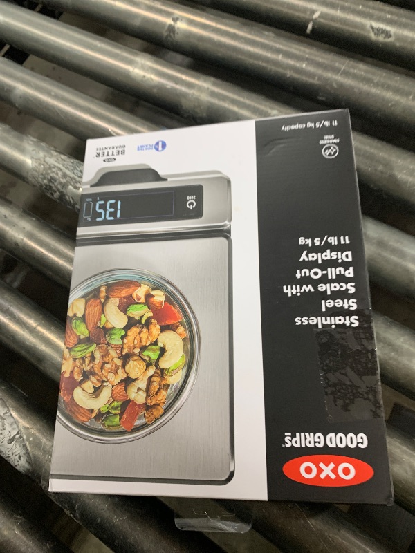 Photo 1 of OXO Good Grips 11-Pound Stainless Steel Kitchen Scale with Pull-Out Display - Black