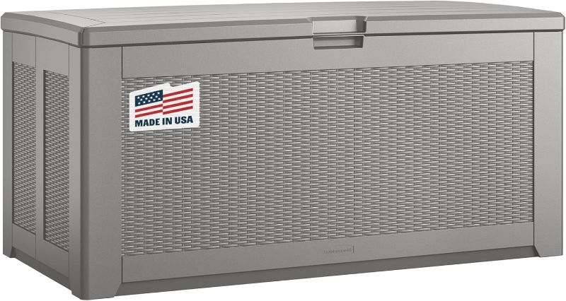 Photo 1 of Rubbermaid Extra Large Resin Outdoor Storage Deck Box (134 Gal), Weather Resistant, Gray, Deck Organization for Home/Backyard/Pool Chemicals/Toys/Garden Tools/Porch/Patio Cushions
