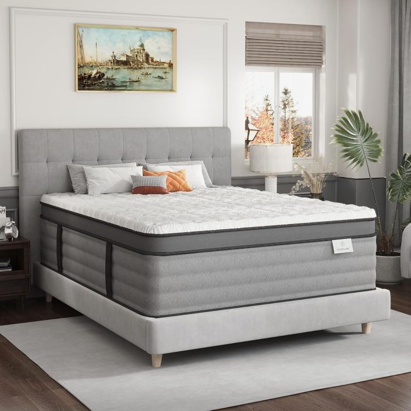 Photo 1 of Onlylucky King Size Mattress, 12 Inch Hybrid Firm King Mattress in a Box with Gel Memory Foam & Pocket Springs for Back & Lumbar Support, Back Pain Relief, Motion Isolation, CertiPUR-US Certified
