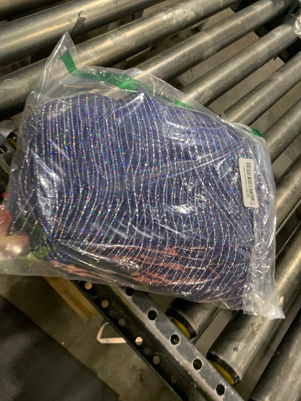 Photo 1 of Deco Poly Mesh, Metallic Navy Blue with Laser Silver Foil - 10 Inch x 30 feet
