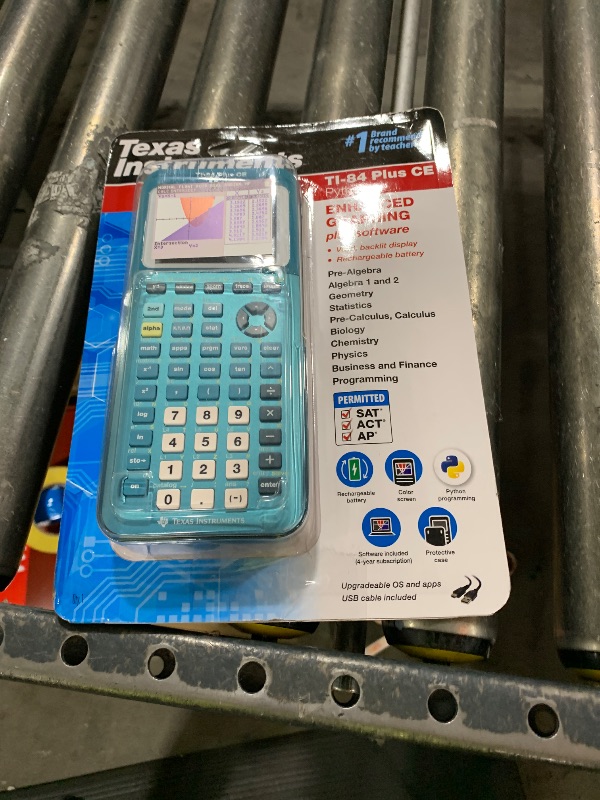 Photo 1 of TI-84 Plus CE Graphing Calculator, Trinomial Teal