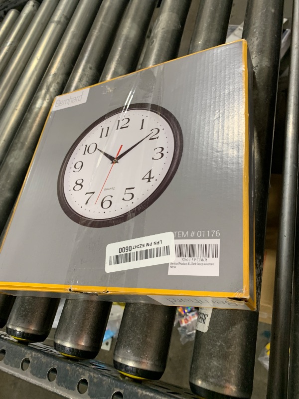 Photo 1 of Bernhard Products Black Wall Clock Silent Non Ticking 10 Inch Quality Quartz Battery Operated Round Easy to Read Home/Office/Kitchen/Classroom/School Clock Sweep Movement